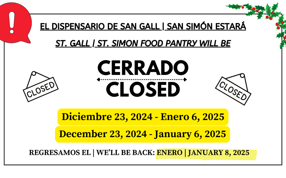 Food Pantry Closed for Holidays