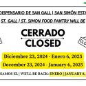 Food Pantry Closed for Holidays